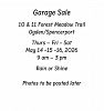Garage Sale, Forest Meadow Trail, Thurs-Sat May 14-16