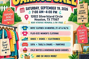 HUGE Multi-Family Garage Sale – Saturday,9/19 in Houston 77067