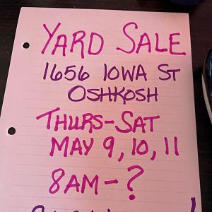 Yard sale photo in Oshkosh, WI