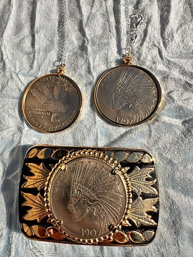 Father's Day: Morgan Eagle Dollars, Jewelry, Antique Silver Belt Buckles, Rings photo
