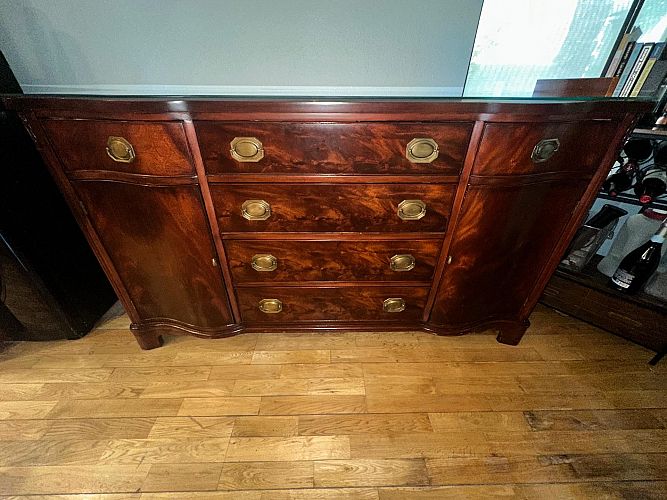 Moving Sale- wood furniture, clothes, home goods photo