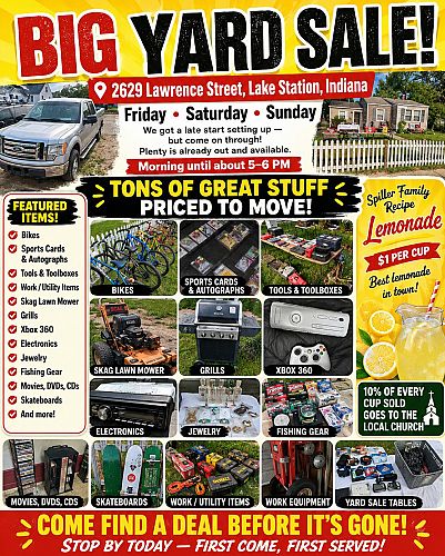 BIG YARD SALE — 2629 Lawrence Street, Lake Station, IN photo