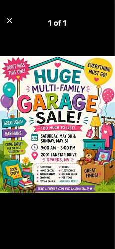 ❤️💙HUGE GARAGE SALE❤️💙 5/30 & 5/31 2001 Lanstar Drive Sparks photo