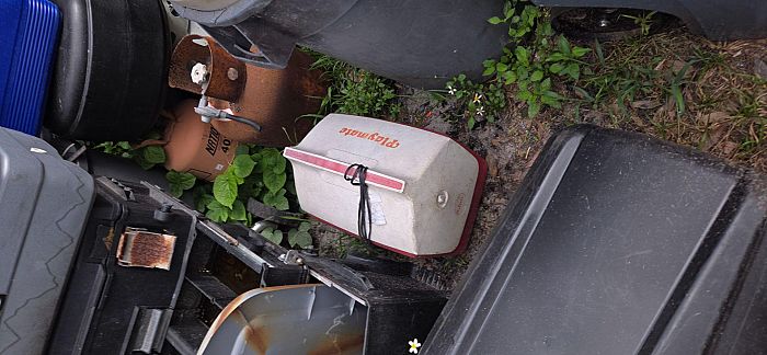 Moving sale in back yard photo