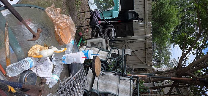Moving sale in back yard photo
