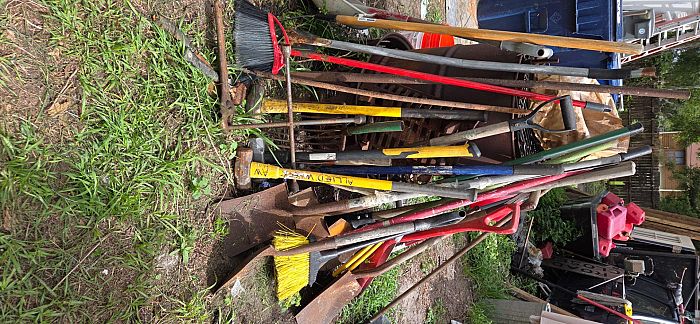 Moving sale in back yard photo