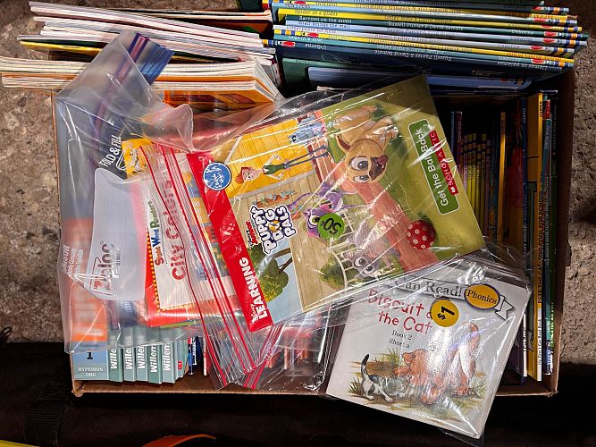 Tons of kid toys and books photo