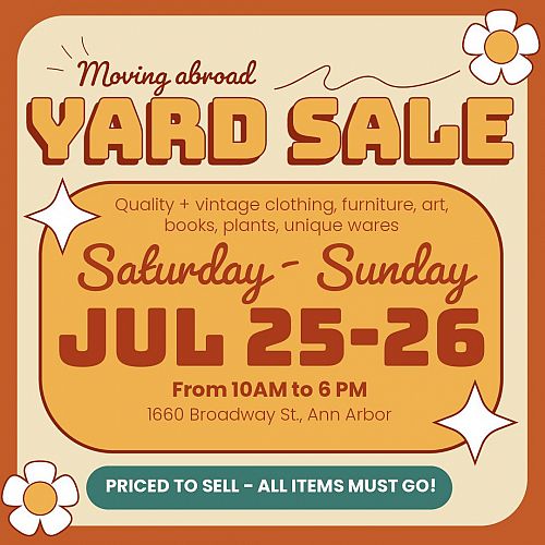 Moving Abroad Yard Sale! All items must go! cover