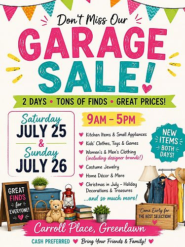 Huge multi family yard sale cover
