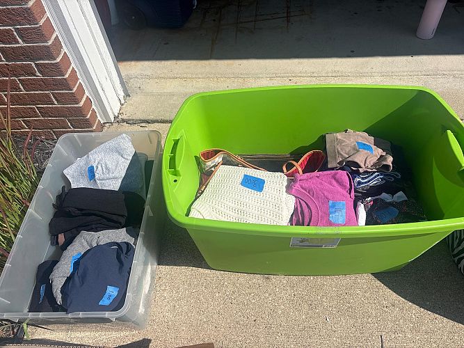 Yard sale between two houses photo