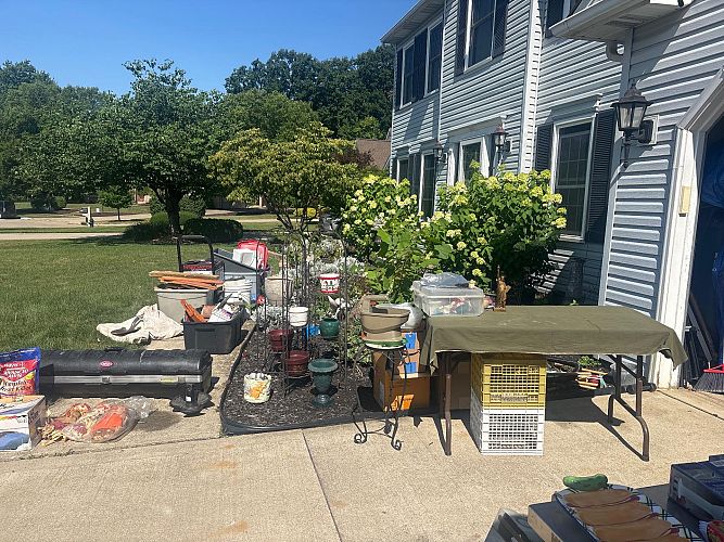 Yard sale between two houses photo