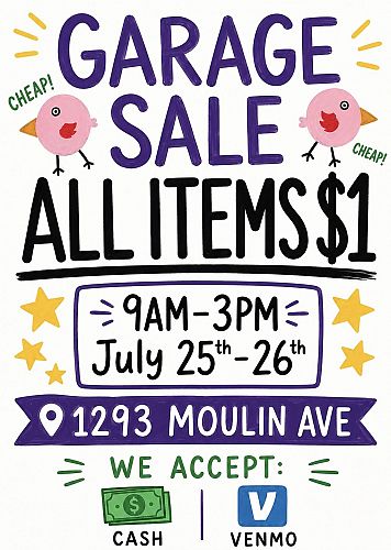 Garage Sale! Everything is $1 cover
