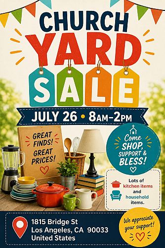 Church Yard Sale!! One day only!!! cover