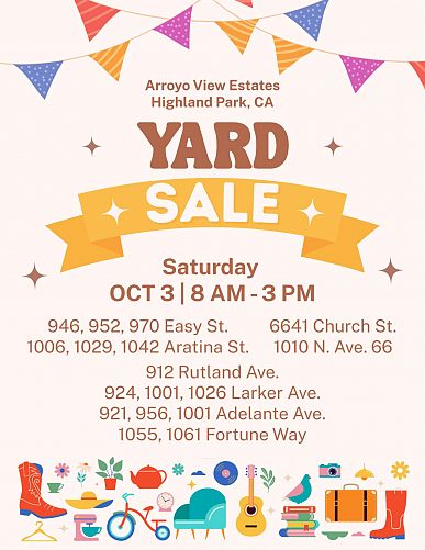 Arroyo View Estates Neighborhood Yard Sale | 15+ Homes | Oct. 3